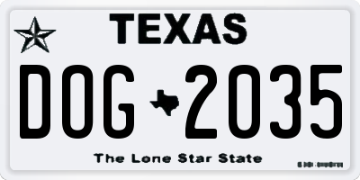 TX license plate DOG2035