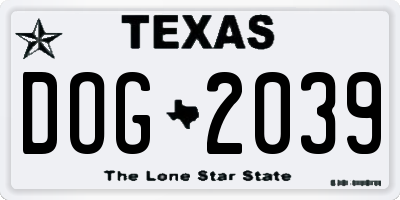 TX license plate DOG2039