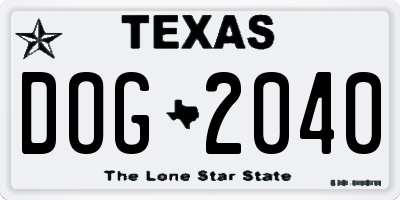TX license plate DOG2040
