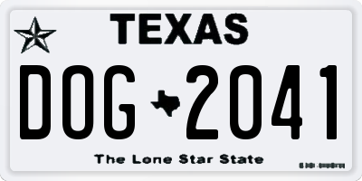 TX license plate DOG2041