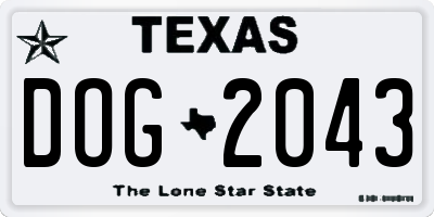 TX license plate DOG2043