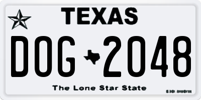 TX license plate DOG2048