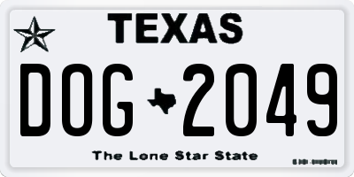 TX license plate DOG2049