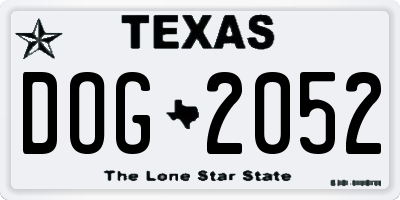 TX license plate DOG2052