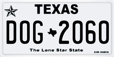 TX license plate DOG2060