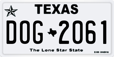 TX license plate DOG2061