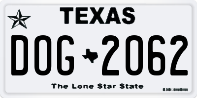 TX license plate DOG2062