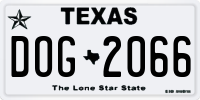TX license plate DOG2066
