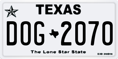 TX license plate DOG2070