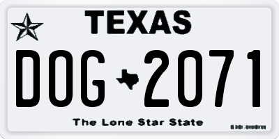 TX license plate DOG2071