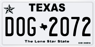 TX license plate DOG2072
