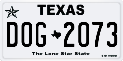 TX license plate DOG2073