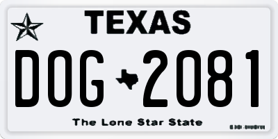 TX license plate DOG2081