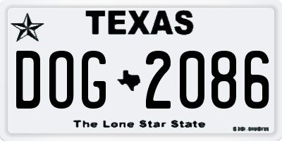 TX license plate DOG2086