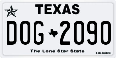 TX license plate DOG2090