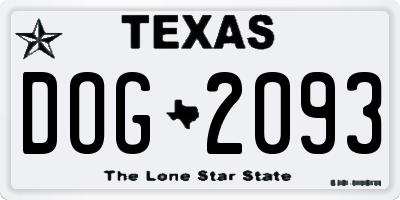 TX license plate DOG2093