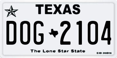 TX license plate DOG2104