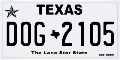 TX license plate DOG2105