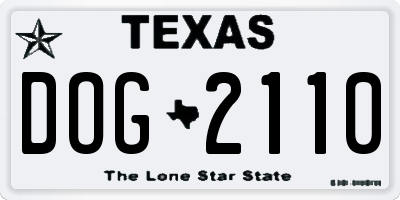 TX license plate DOG2110