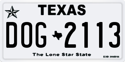 TX license plate DOG2113
