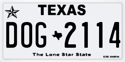TX license plate DOG2114