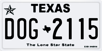 TX license plate DOG2115
