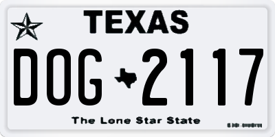 TX license plate DOG2117