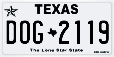 TX license plate DOG2119