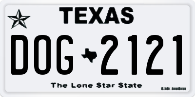 TX license plate DOG2121