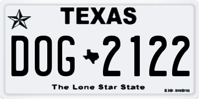 TX license plate DOG2122