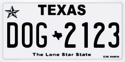TX license plate DOG2123
