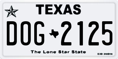 TX license plate DOG2125