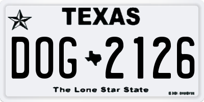TX license plate DOG2126