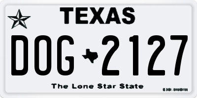 TX license plate DOG2127