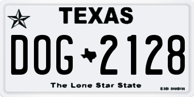 TX license plate DOG2128