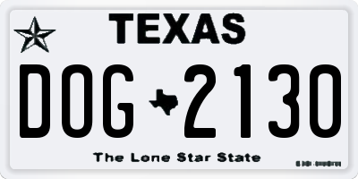 TX license plate DOG2130