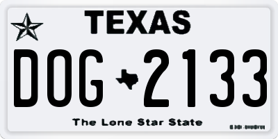 TX license plate DOG2133
