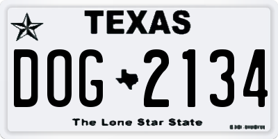 TX license plate DOG2134