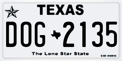 TX license plate DOG2135
