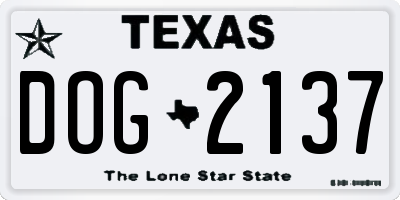 TX license plate DOG2137