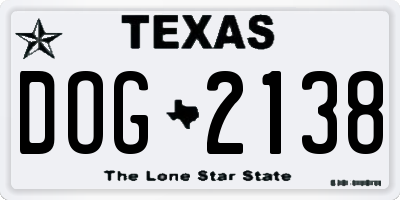 TX license plate DOG2138