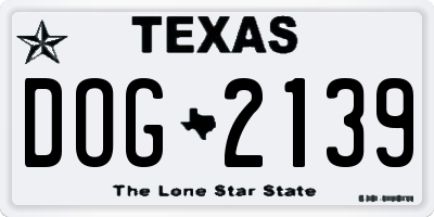 TX license plate DOG2139