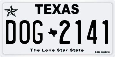 TX license plate DOG2141