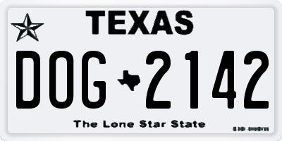 TX license plate DOG2142