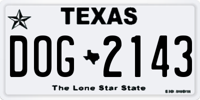 TX license plate DOG2143