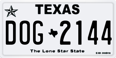 TX license plate DOG2144