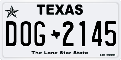 TX license plate DOG2145
