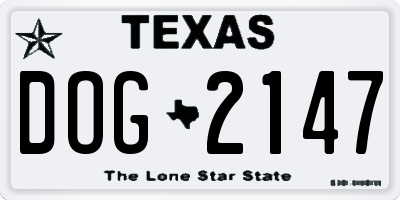 TX license plate DOG2147