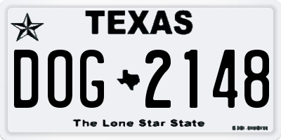 TX license plate DOG2148
