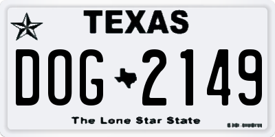 TX license plate DOG2149